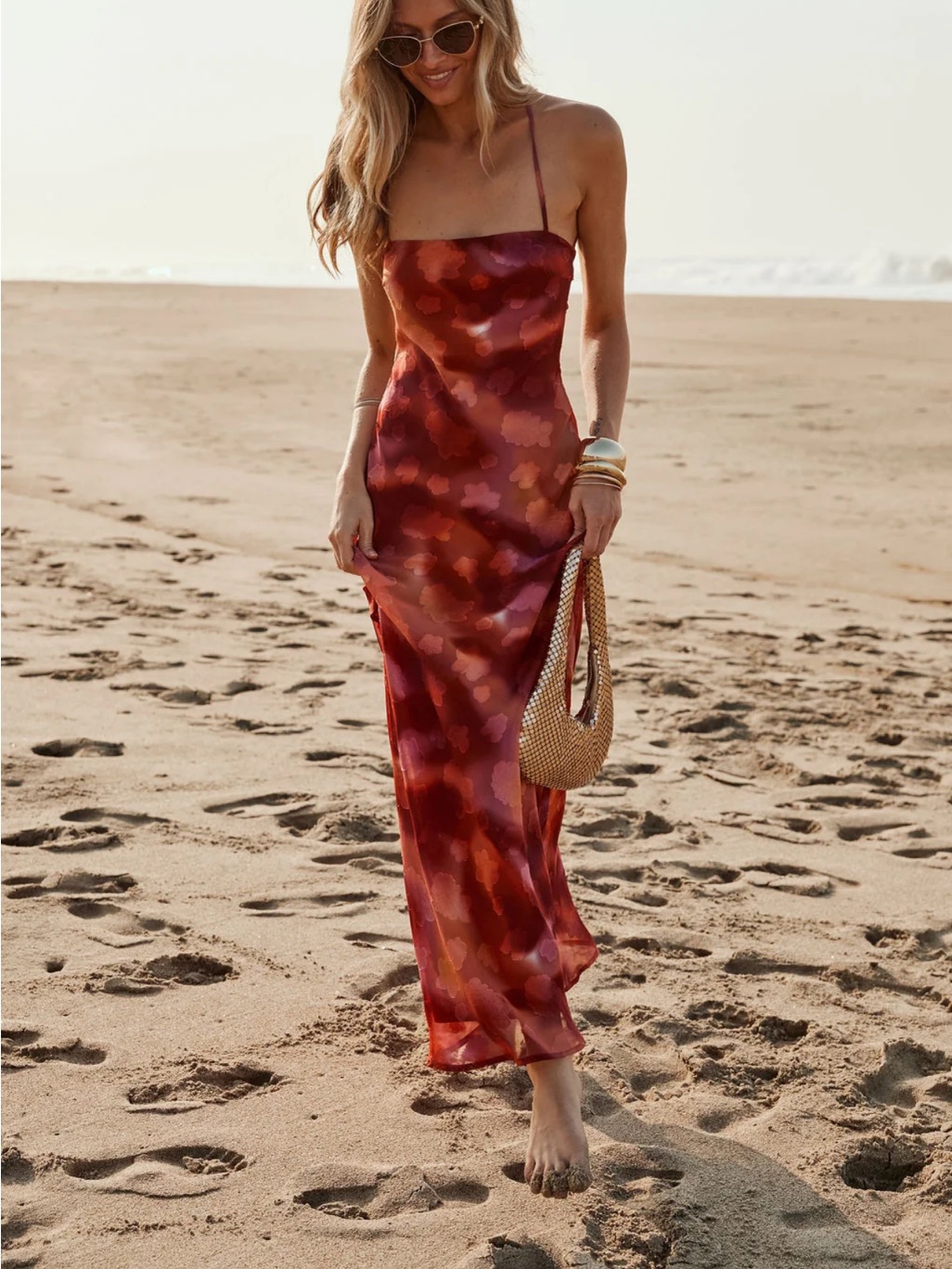 12th Tribe Maris Plum Floral Maxi Dress Size Small